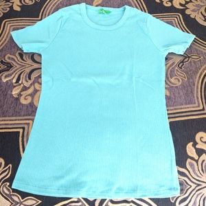 Blue Ribbed Tee Shirt New